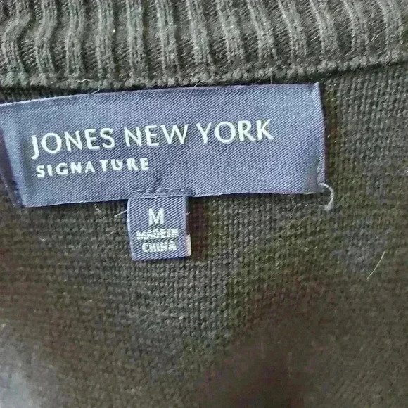 Jones New York sweater  jacket with cotton back and sleeves. Size medium. - Picture 9 of 10